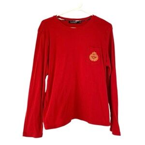 Ralph Lauren Long Sleeve Monogram Logo Pocket Shirt Women’s Size XL